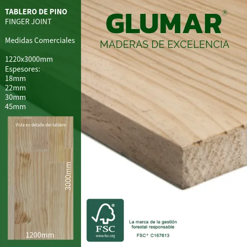 TABLERO ALISTONADO PINO FINGER-JOINT 30mm